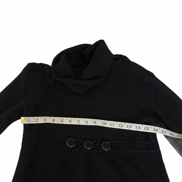 Black Wool Blend Cowl Neck Knit Midi Sweater Dress - Picture 8 of 9